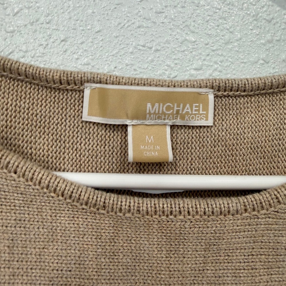Michael Michael Kors Tan Camel Cotton Blend Side Zip Sweater Womens Medium - Picture 4 of 8